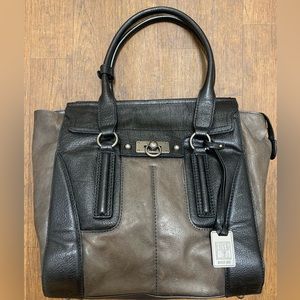 Frye Dana Leather Tote Shoulder Bag Brown Black Excellent Like New Condition
